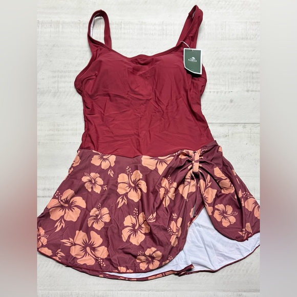 Eomenie One Piece Swimdress Swimsuits for Women Tummy Control Swim Dresses Skirt - Picture 4 of 10